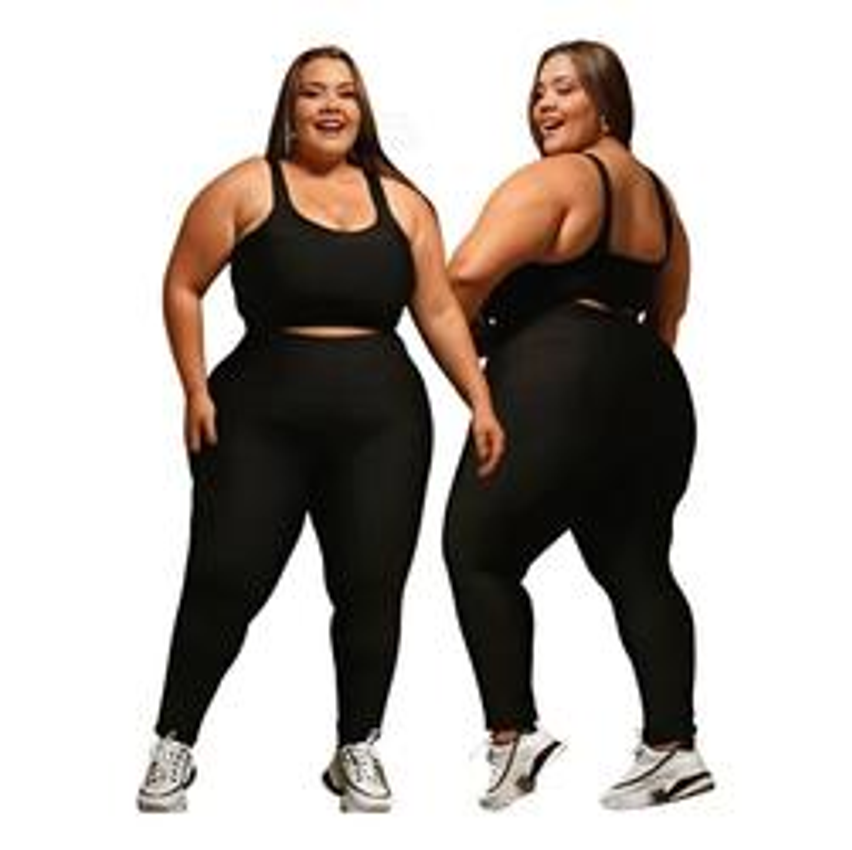 Conjunto Academia Feminino Plus Size Calça Leg Com Top