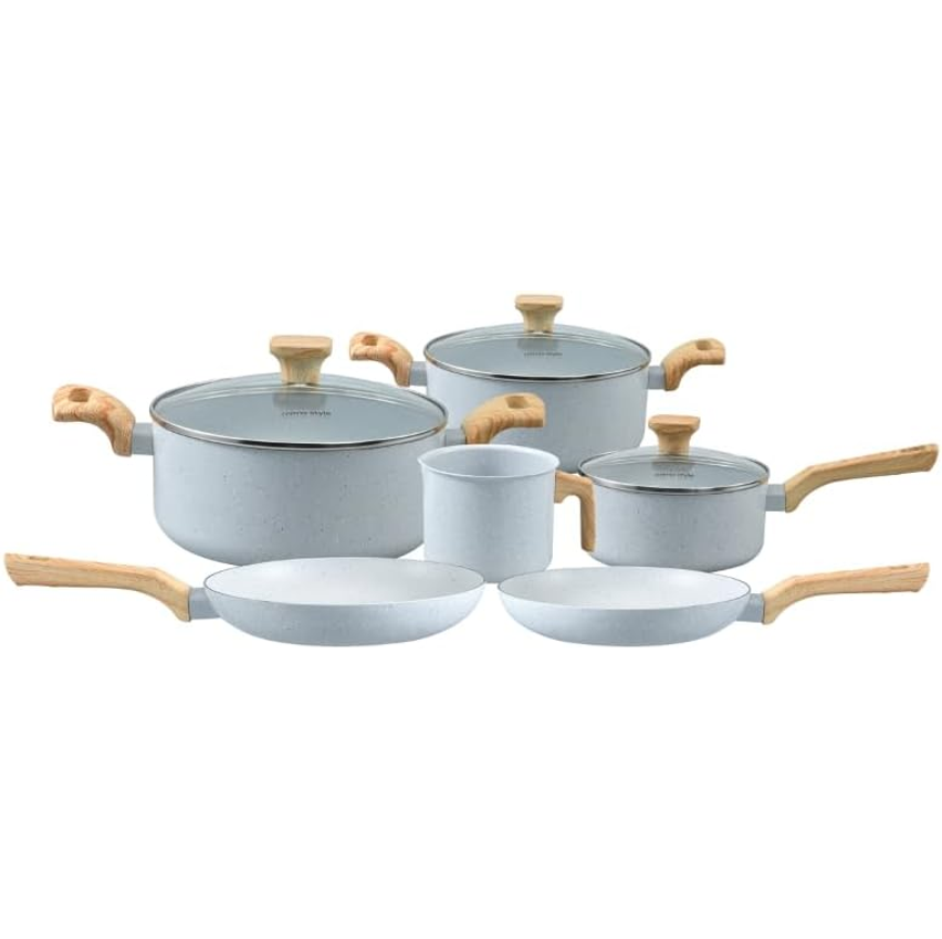 Mimo Style, Conjunto De Panelas Antiaderente Com Tampa E Cabo Soft Touch Pratic Cook 6 Peças - Grafite