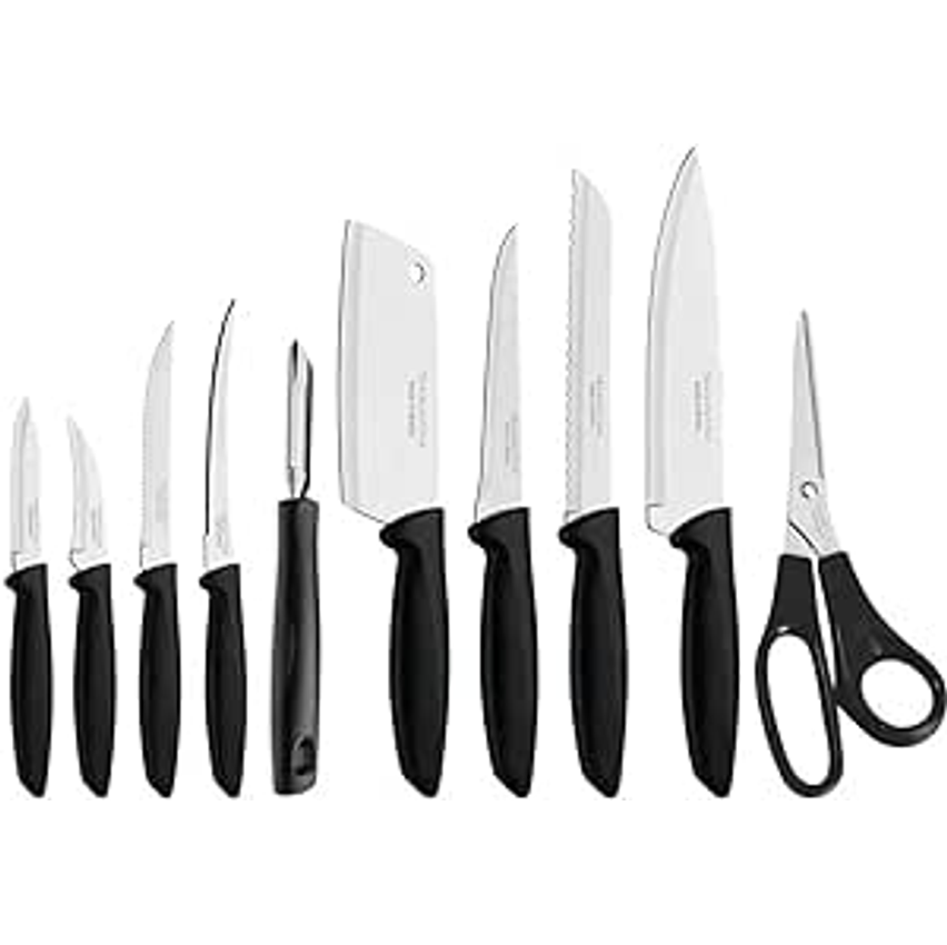 Jogo de Facas Tramontina Plenus com Lâminas em Aço Inox e Cabos de Polipropileno Preto 10 Peças