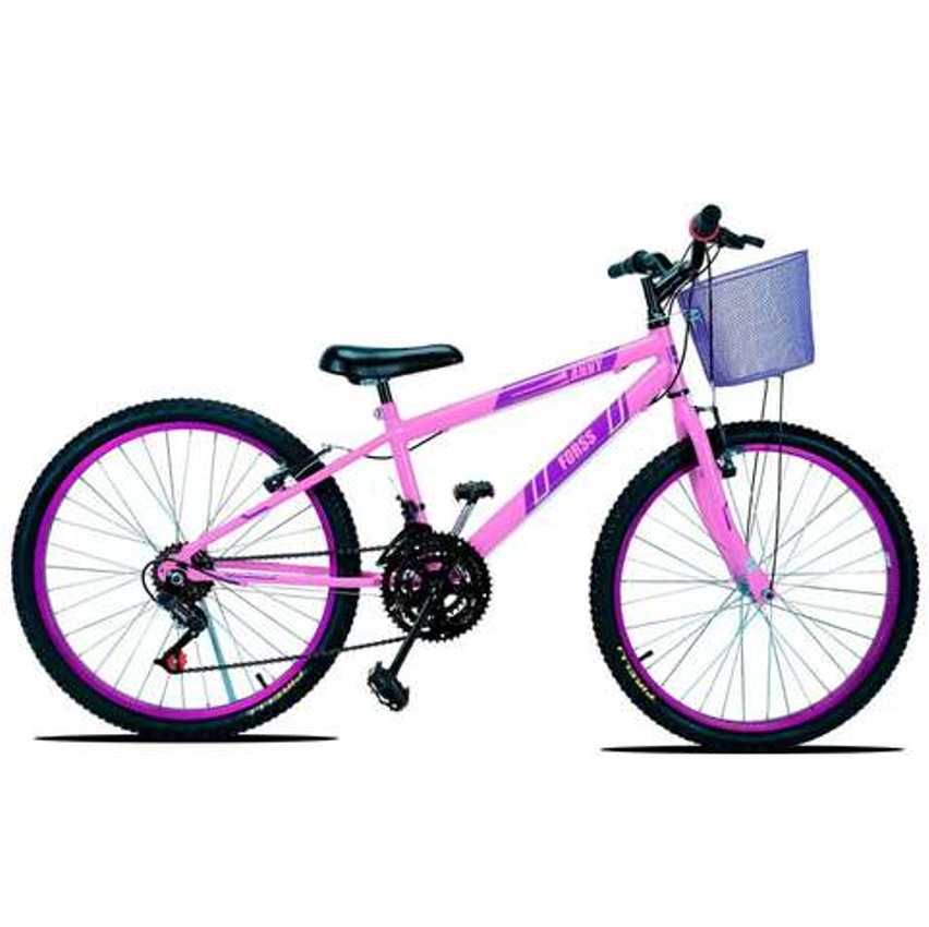 Bicicleta Aro 24 Forss Anny C/ Cesta S/ Marcha - Rosa