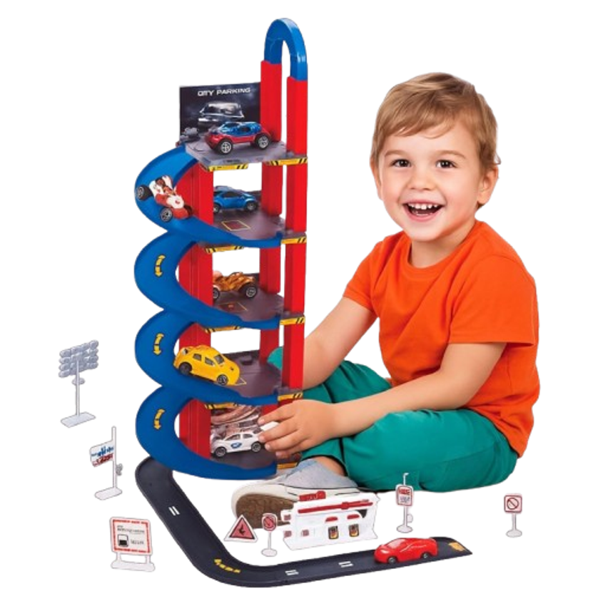 Pista De Carrinhos Brinquedo Infantil Corrida Estacionamento 4 Andares Acompanha 6 Carrinhos