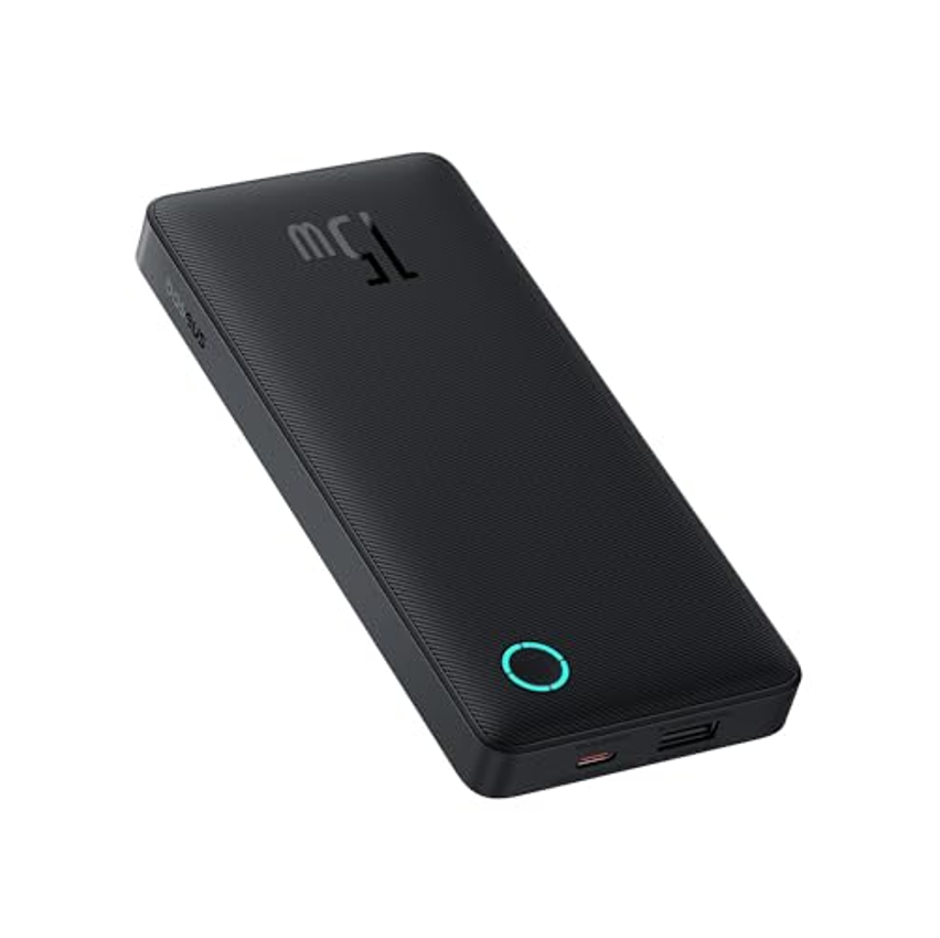 Carregador Portátil Baseus Digital Display Power Bank carregamento rápido 15W/22.5W (Preto 15W, 10000 Milliamp Hours)