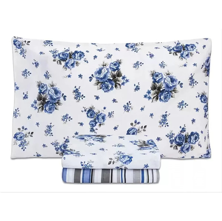 Jogo Lençol Casal Padrão Box 400 Fios Toque Aveludado 3 Pçs