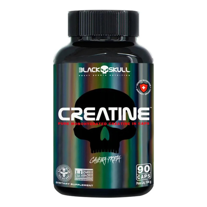 Creatina 90 Cápsulas Pote 30 Doses - Black Skull Sabor Sem Sabor