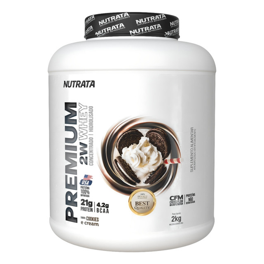 Whey Premium 2w Concentrado E Hidrolisado 2kg - Nutrata Sabor Cookies
