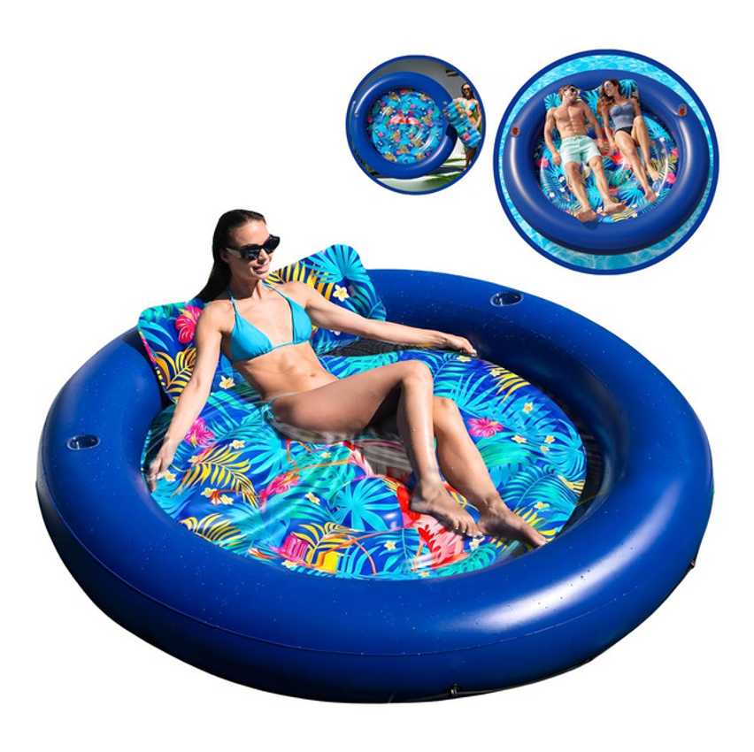Boia Inflável Colchão Piscina Praia 3x1 Drink Tropical Cor Azul