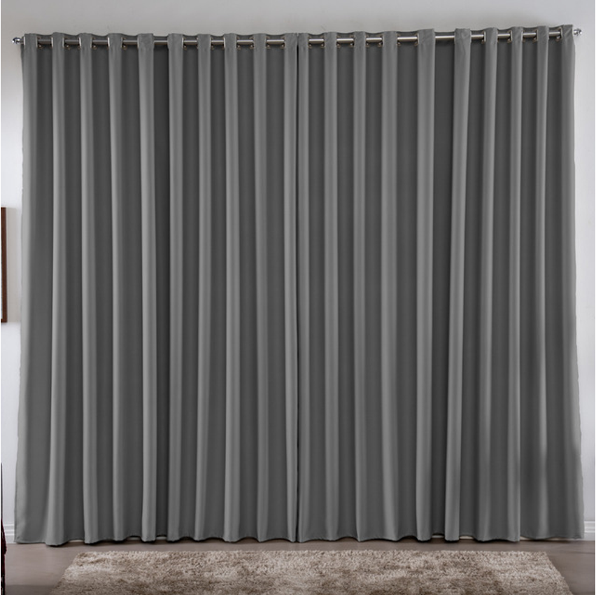 Cortina 3,00x2,80 Metros Blackout Blecaute Cinza Corta Luz Em Tecido Grosso Para Quarto E Sala Casa Laura Enxovais