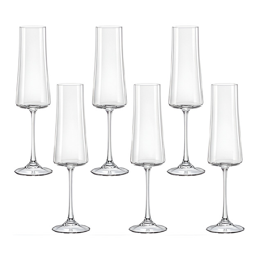 6 Taças De Cristal Para Champagne 210ml Linha Xtra Bohemia