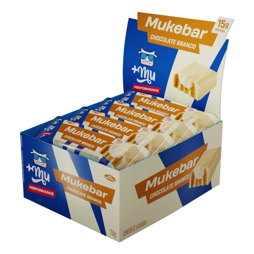 Barra De Proteína Mukebar Chocolate Branco 12 Unidades 720g +mu