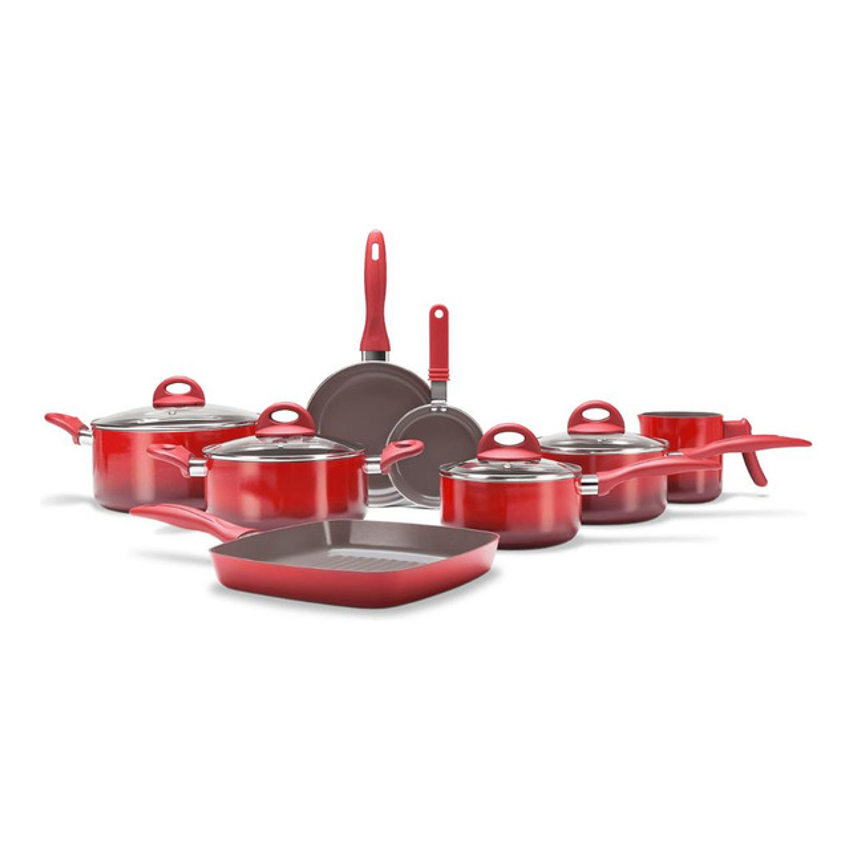 Jogo De Panelas Brinox Ceramic Life Smart Plus Vermelho 8pc