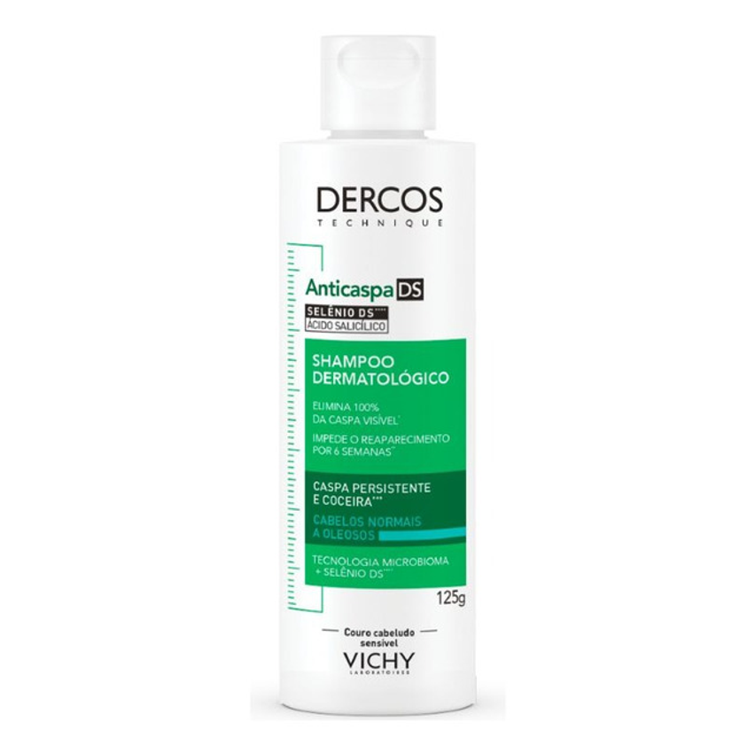 Refil Shampoo Anticaspa Ds Para Cabelos Normais A Oleosos, Elimina 100% Da Caspa E Coceira, Ação Antirreincidência Por 6 Semanas, Controla Oleosidade, Dercos Vichy 125g