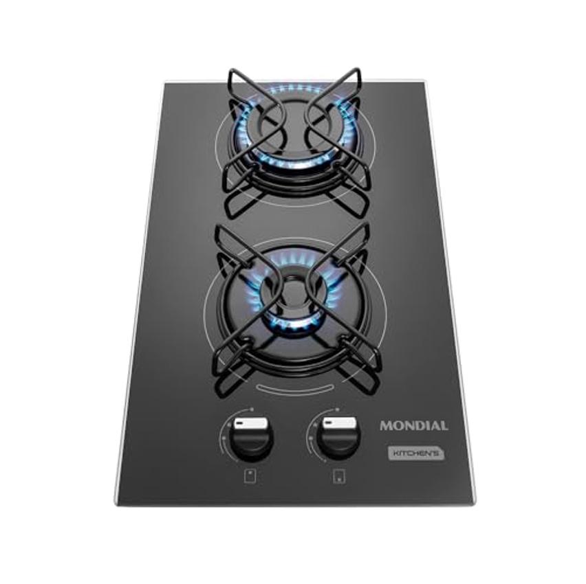 Cooktop a Gás, 2 Bocas, Mondial, Preto/Inox, Bivolt - CTG-04
