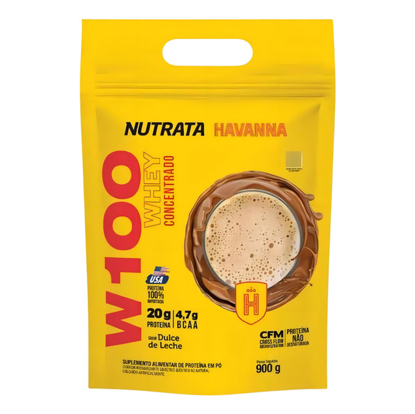 Whey Protein Concentrado W100 - Sabor Dulce De Leche Havanna 900g - Nutrata