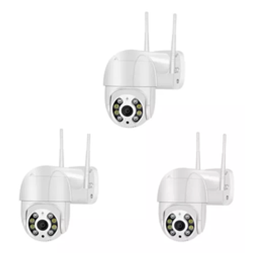 Kit 3 Câmera Ip Wifi Dome Rotativa Visão Noturna Yanqing Dome A8 Cor Branco