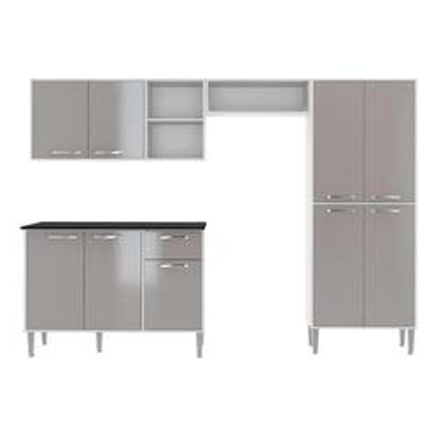Armário de Cozinha Compacta Xangai Multimóveis VM2840 Branco/Lacca Fumê