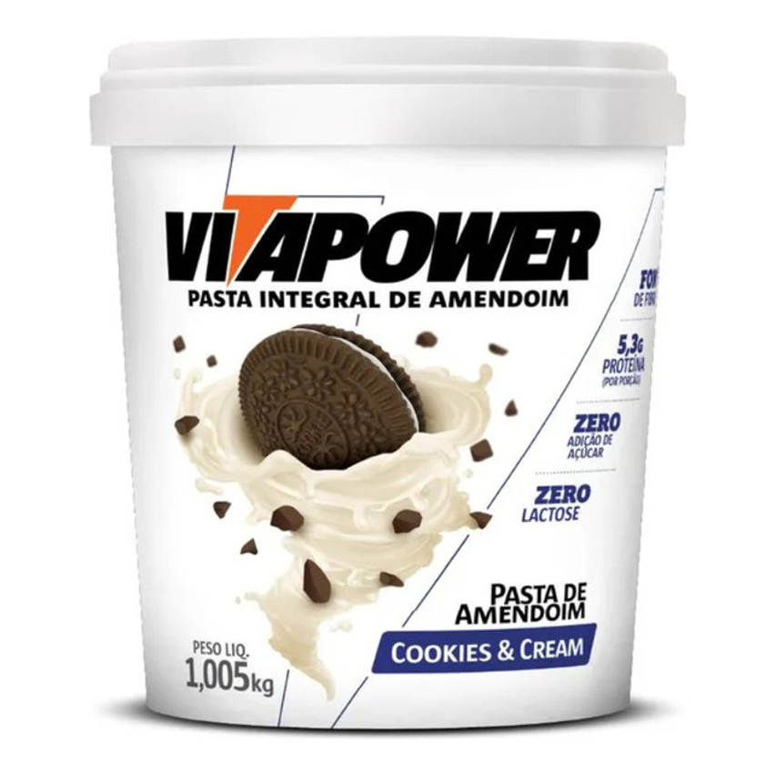 Pasta De Amendoim Vitapower 1kg Sabor Cookies And Cream