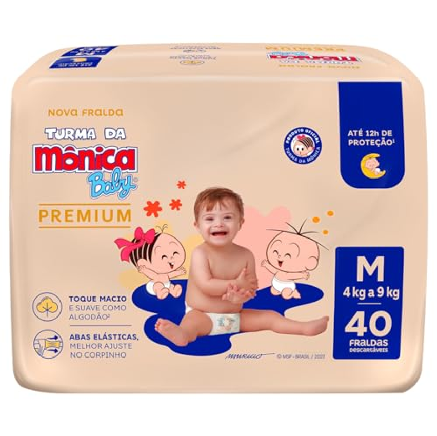 Turma da Mônica Baby Premium Econômica M 40 Unidades