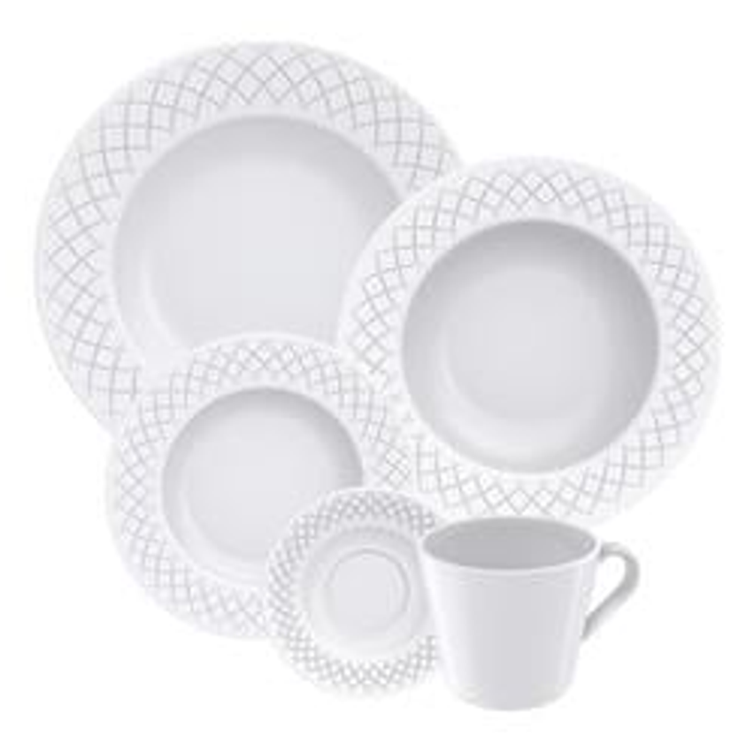 Aparelho de Jantar Ingrid em Porcelana 20 Peças Cor Branco Tramontina