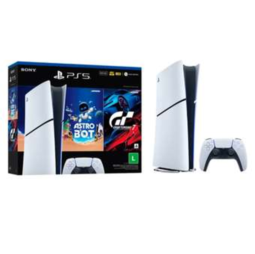 Console Sony PlayStation 5, Edição Digital, SSD 825GB, Controle Sem Fio DualSense + 2 Jogos Digitais - 1000050614