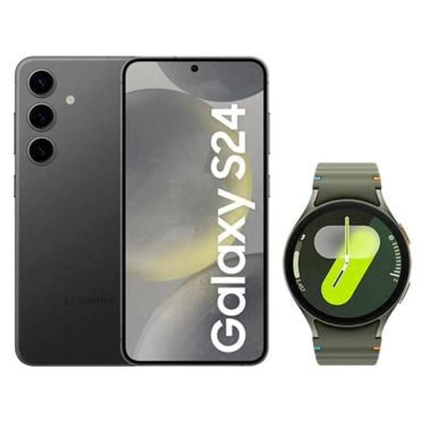 Smartphone Samsung Galaxy S24 256GB Preto - 5G + Smartwatch Watch7 40mm Verde