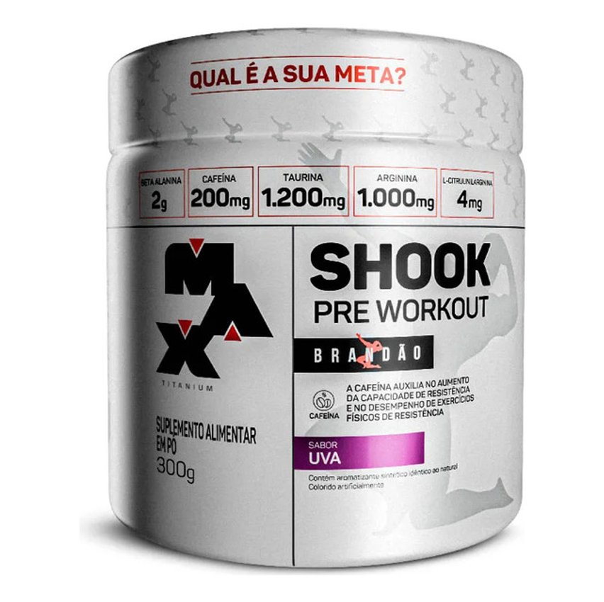 Shook Pré-workout Linha Rafael Brandão Pote 300g Pré-treino Sabor Uva