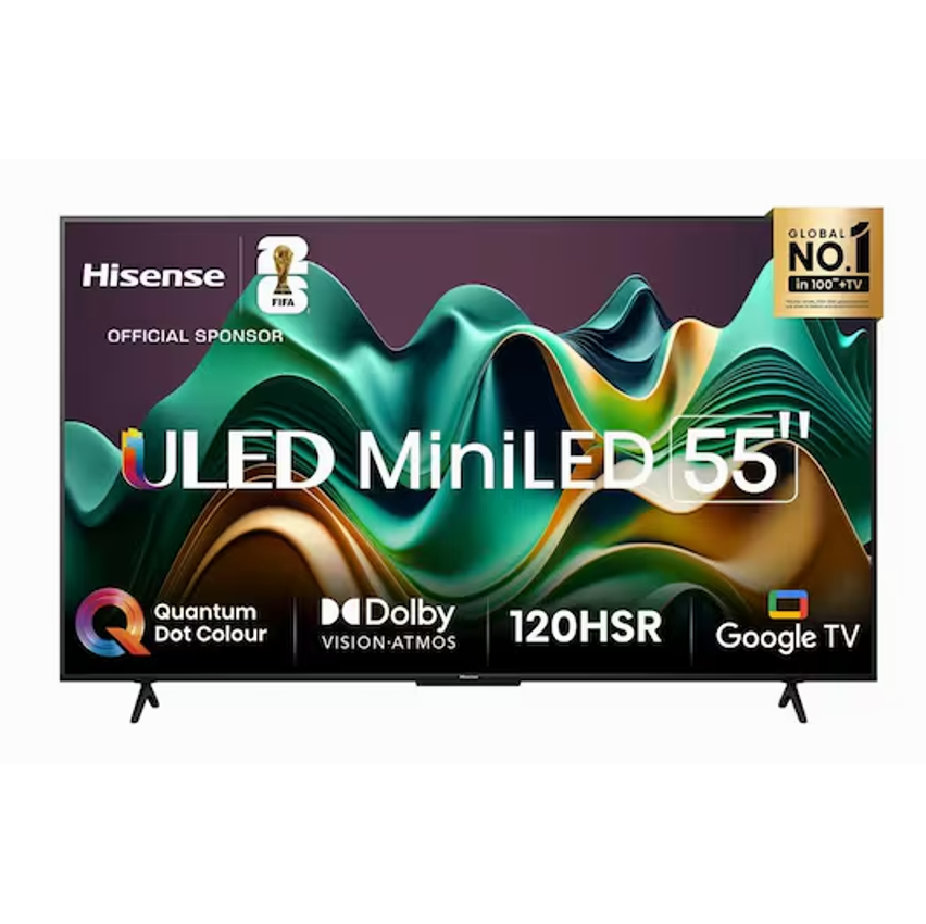 Smart TV 55" UHD 4K Mini LED Hisense 55U6N Google TV, Processador com AI, HDR10+, Dolby Atmos, Sports Mode, Game Mode Plus e Compatível com Alexa