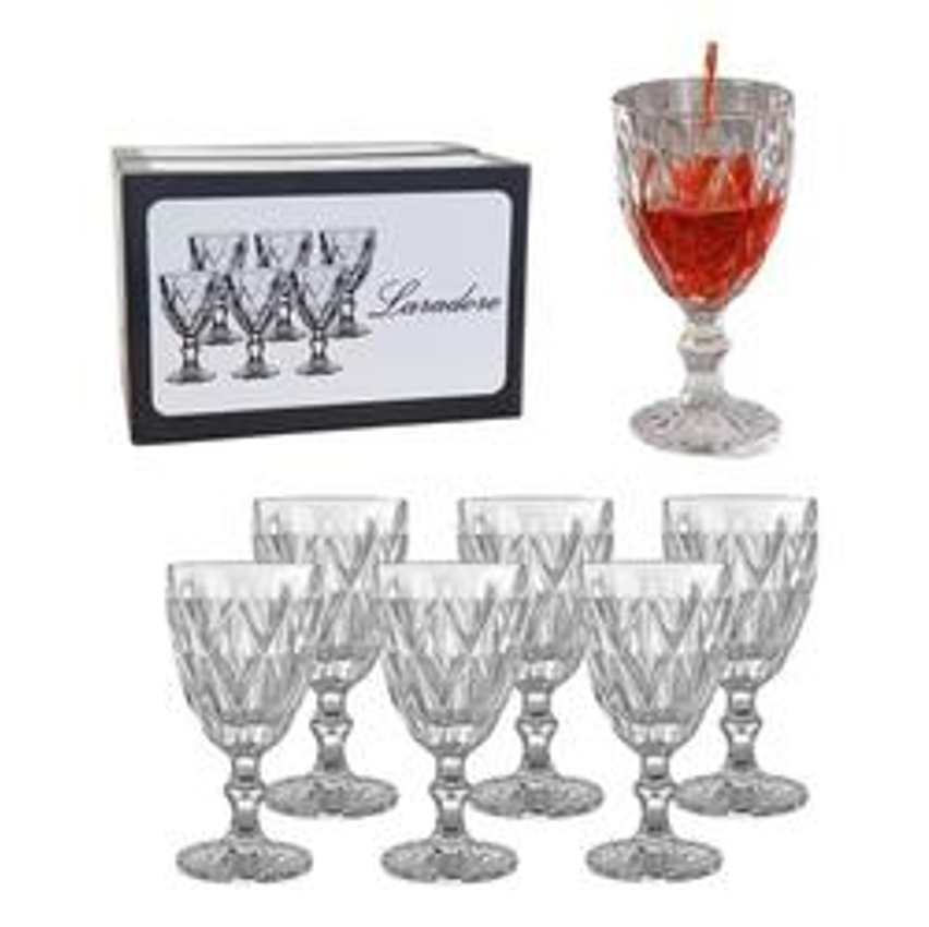 Jogo 6 Taças Vidro De Vinho / Água - Laradore Diamond 325ml