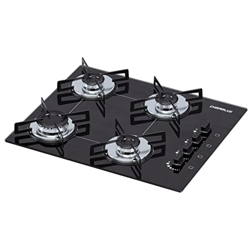 Cooktop 4 bocas Chamalux ultra chama Bivolt Trempe de Chapa Preto
