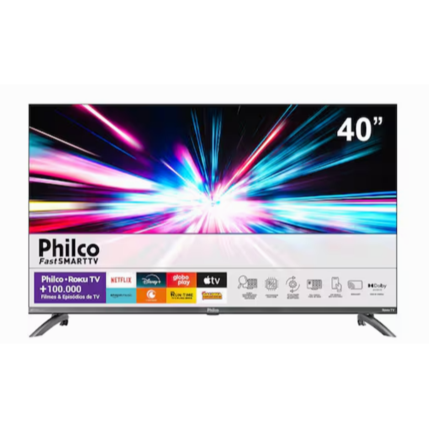 Smart TV 40" Philco Full HD LED PTV40M9GR2CGB com Sistema Operacional Roku TV, Dolby Audio, Processador Quad-Core, Entradas USB e HDMI