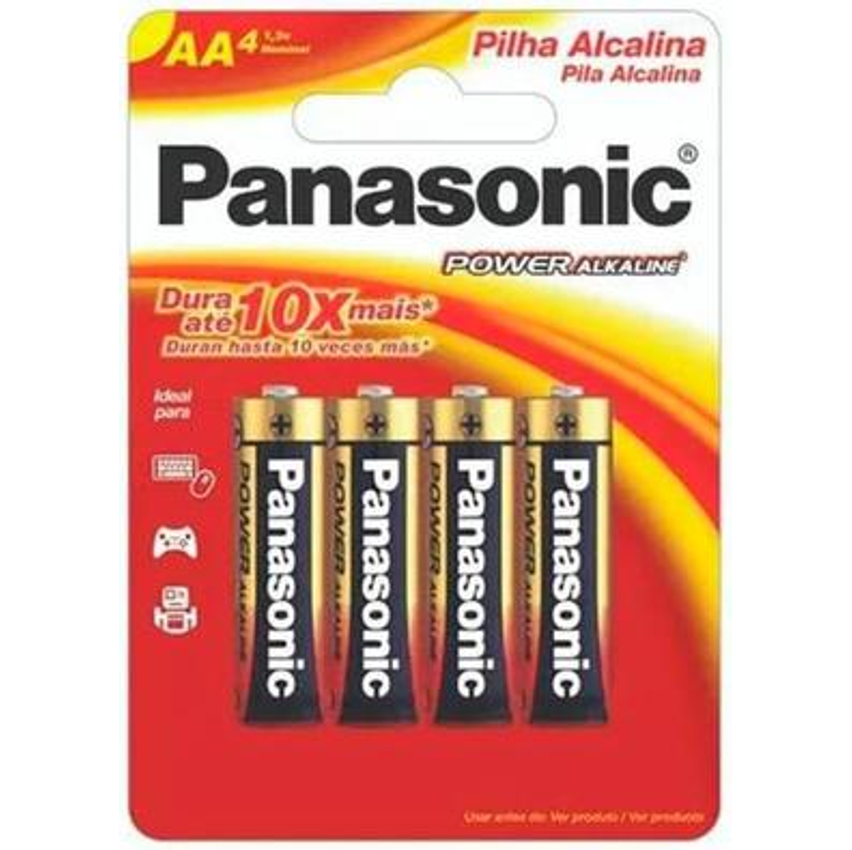 Panasonic Pilha Alcalina Pequena Aa Com 4 Lr6Xab/4B192 Pacote De 4