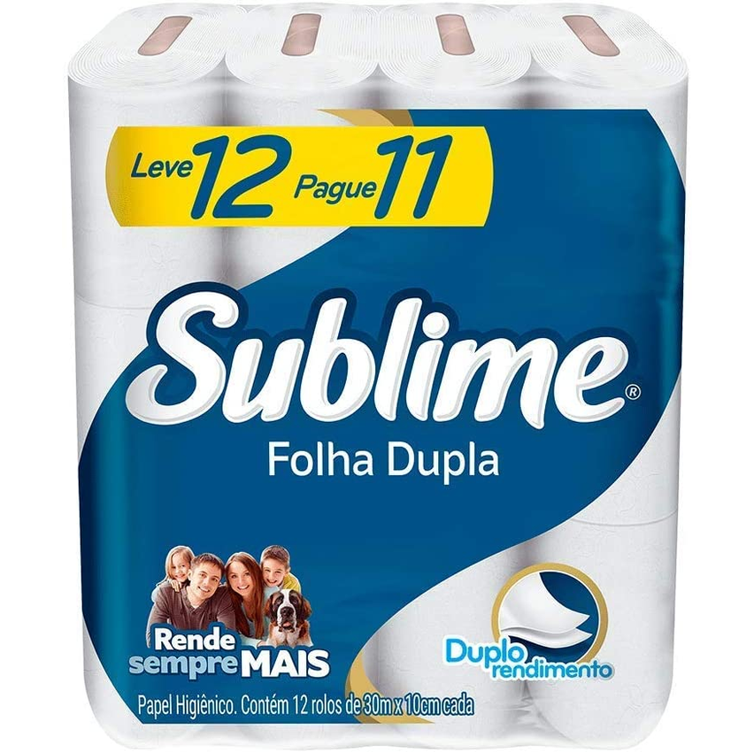 Papel Higiênico Sublime Folha Dupla, 12 rolos