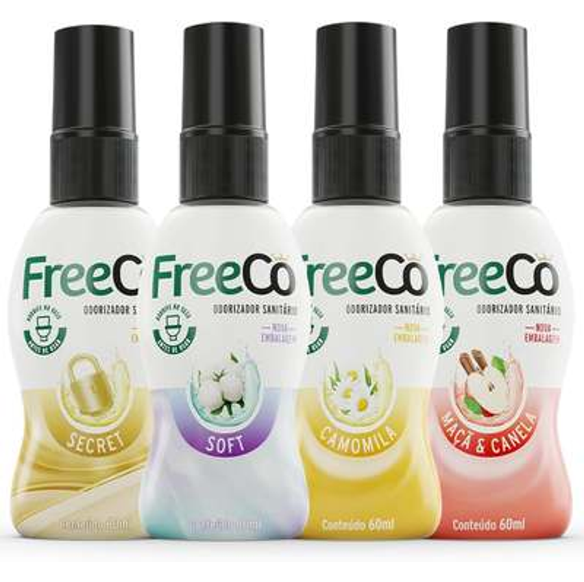 Freecô Bloqueador De Odores Sanitários - Novas Fragrâncias Pack com 4 unidades