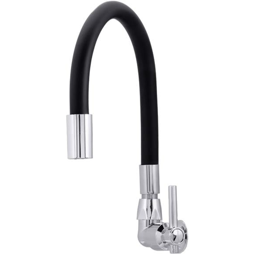 Torneira De Cozinha Flexível Silicone Parede 1/4 de Volta (Preta)