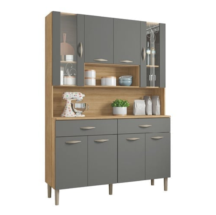 Kit Cozinha Golden 8 Portas Freijó Gris - Kits Paraná