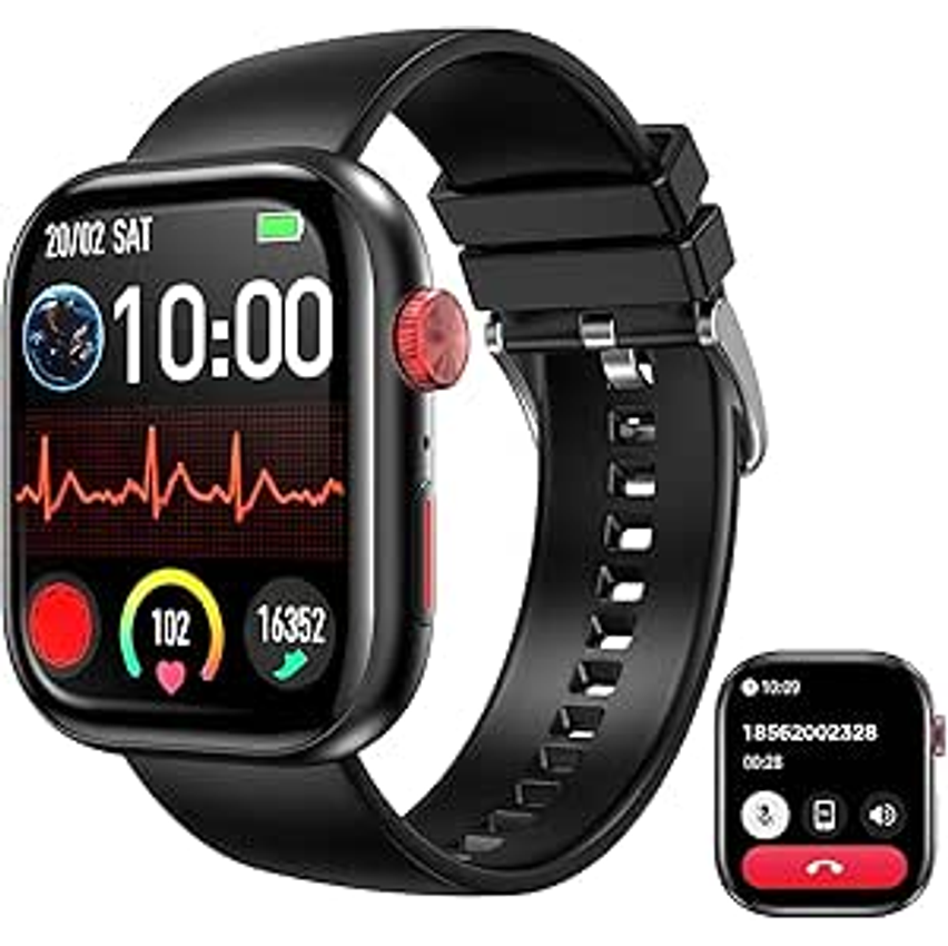 LucZeng Smartwatch Relógio Inteligente, Tela HD Touch 2.01", IP68 à Prova d'Água, Monitor de Frequência Cardíaca e Sono, 120+ Modos Esportivos, Bateria de 3-5 Dias, Assistente de Voz, 2 Pulseiras
