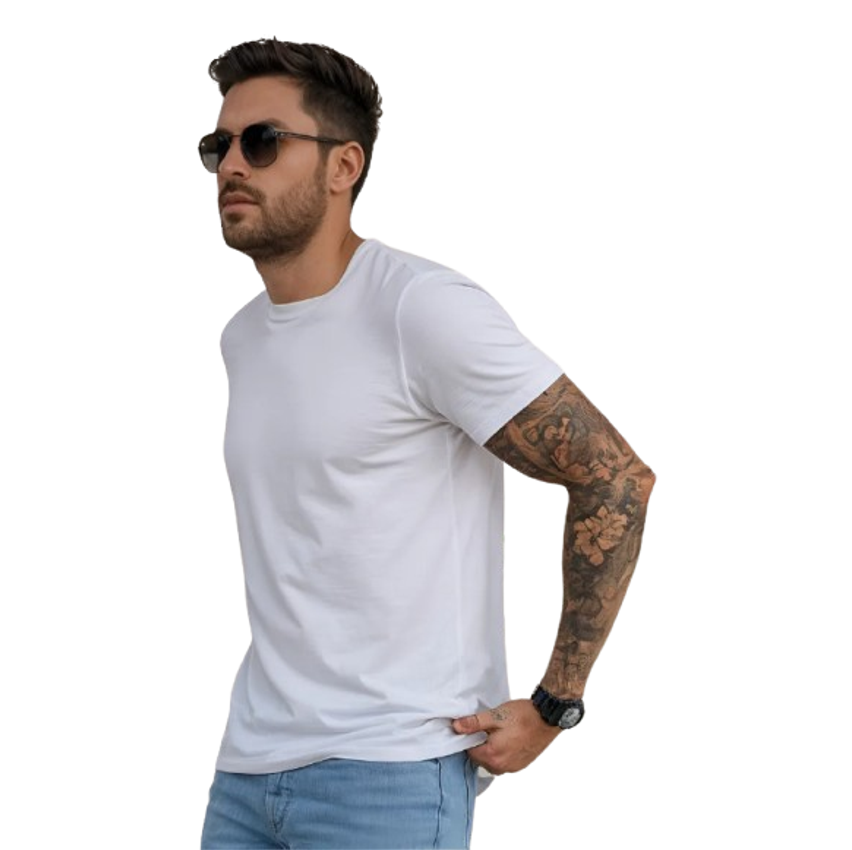 Camisa Básica Masculina Algodão Slim Fit Blusa Premium Lisa