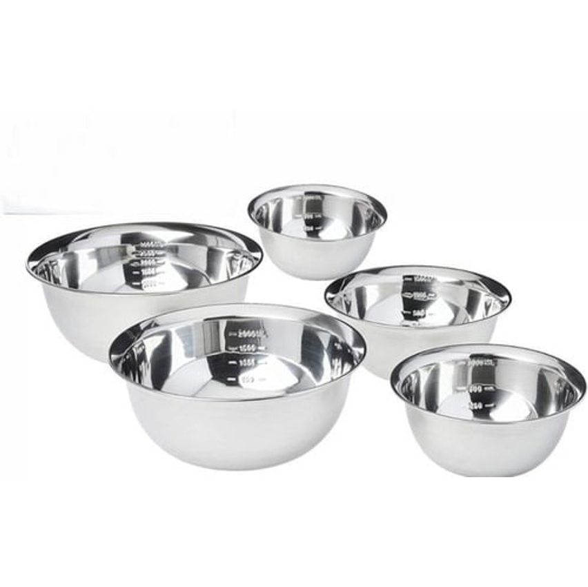 Kit Jogo 5 Tigela Inox Cumbuca Bowl Conjunto Bacia Saladeira