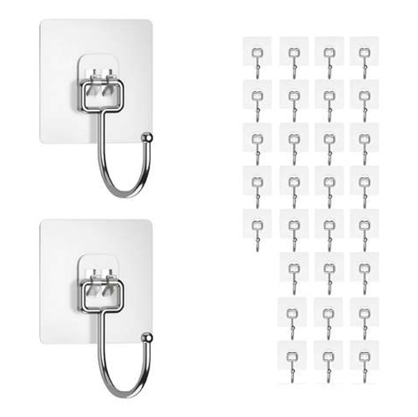 Kit 30 Ganchos Adesivos Grandes Para Pendurar De Parede