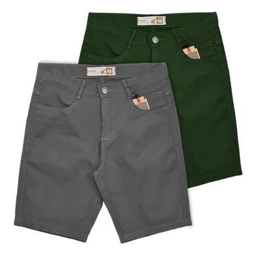 Kit Com 2 Bermudas Masculinas Coloridas Sarja Bamborra