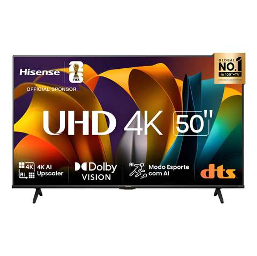 Hisense Smart Tv Uhd 4k Dled 50 Polegadas 50a6n Com Hdr10+ Dolby Vision Game Mode Controle Por Voz Alexa Built-in Airplay