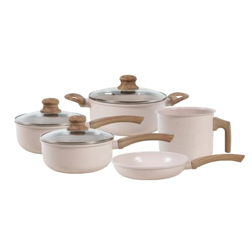 Jogo de Panelas de Alumínio Revestimento Cerâmico com Antiaderente Ecoglide Tuut Vanilla 5 peças