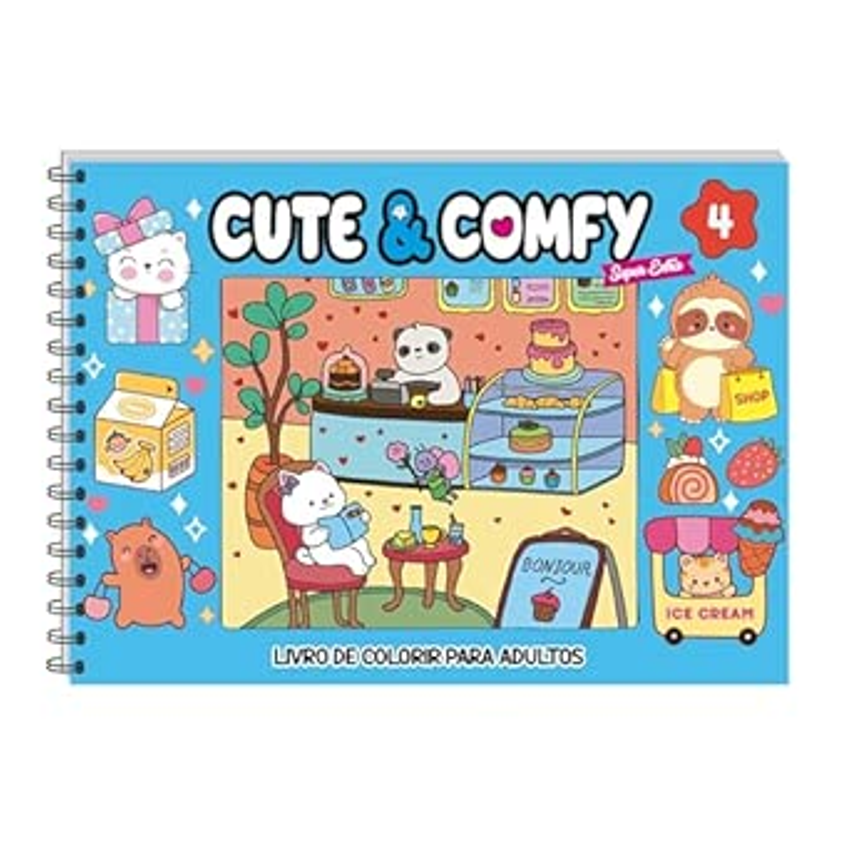Cute & Comfy Super Extra Edição 04 - Livro de Colorir Adulto - Capa Dura Holográfica      Espiral – 15 abril 2025