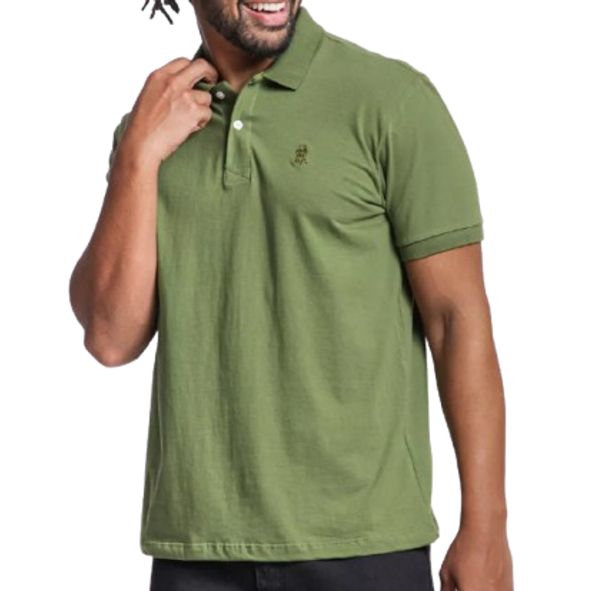 Polo Masculina Piquet Gola Lisa Polo Wear Verde Escuro