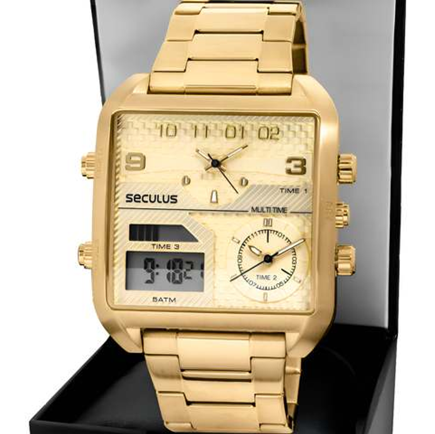 Relógio Seculus Masculino Digiana Dourado 77161gpsvda2