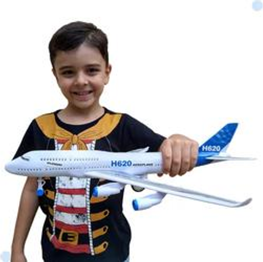 Olhei Comprei A380 Jumbo Airbus Grande Avião de Brinquedo Cor Branco Movido a Fricção com Luz e Som