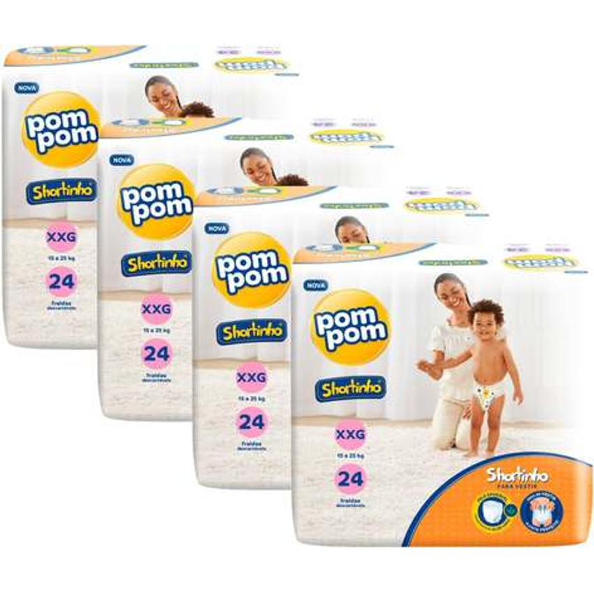 Fralda Pom Pom Shortinho Jumbo XXG 96 Unidades