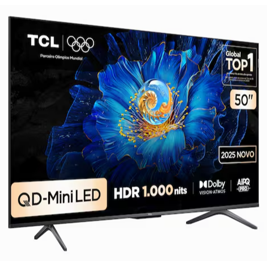 Smart TV TCL 50" 4K QD-Mini Led 50C6KS 60Hz com Sistema Operacional Google TV