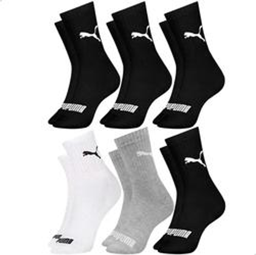 6 Pares Meias Puma Cano Médio Alto Academia Algodão Original