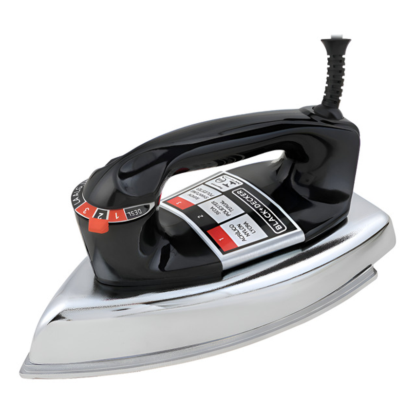 Ferro De Passar Roupa A Seco Cromado Com Base De Alumínio - Black+decker Vfa1110