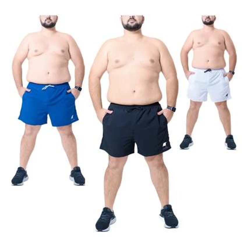Kit 3 Shorts Bermuda Praia Masculina Básico Tactel Plus Size